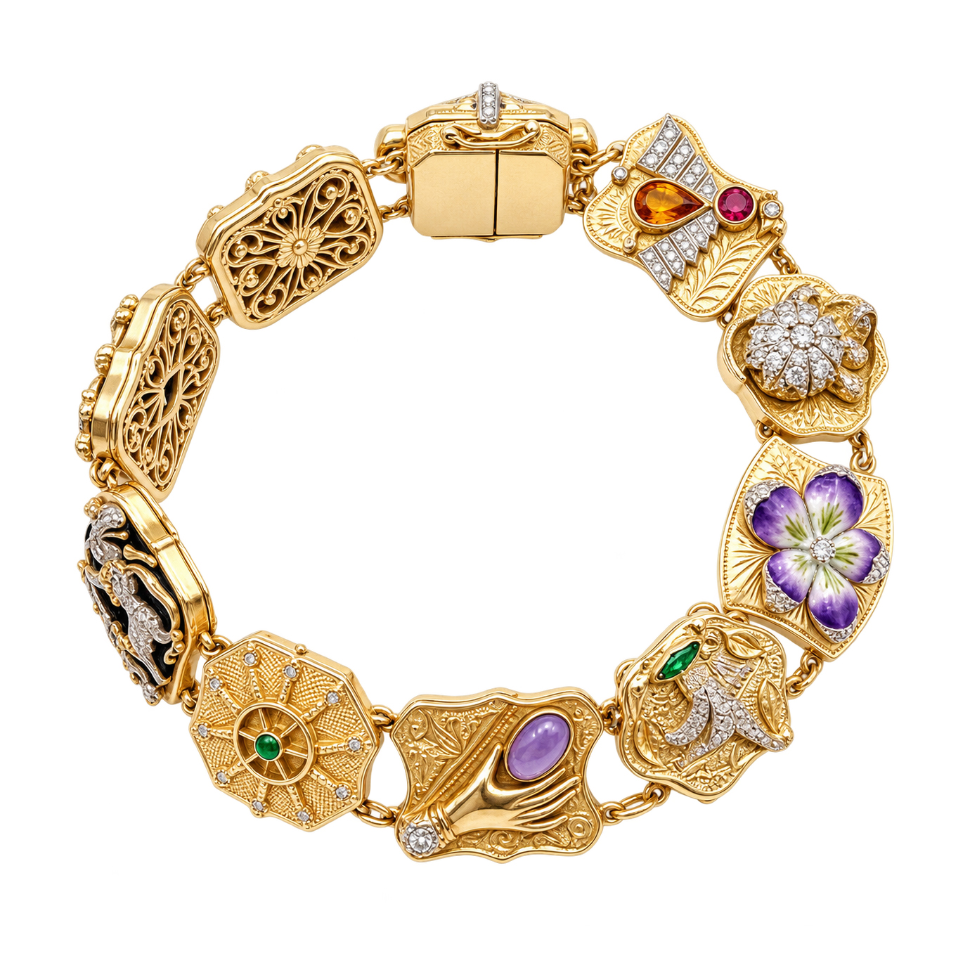 14K  Victorian Style Gold Slide Bracelet